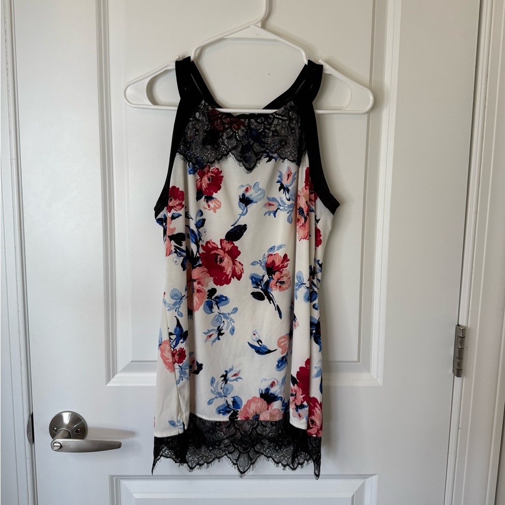 White House Black Market Floral Lace Top
